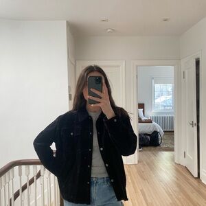 Black corduroy Classic Oversized Fit overshirt